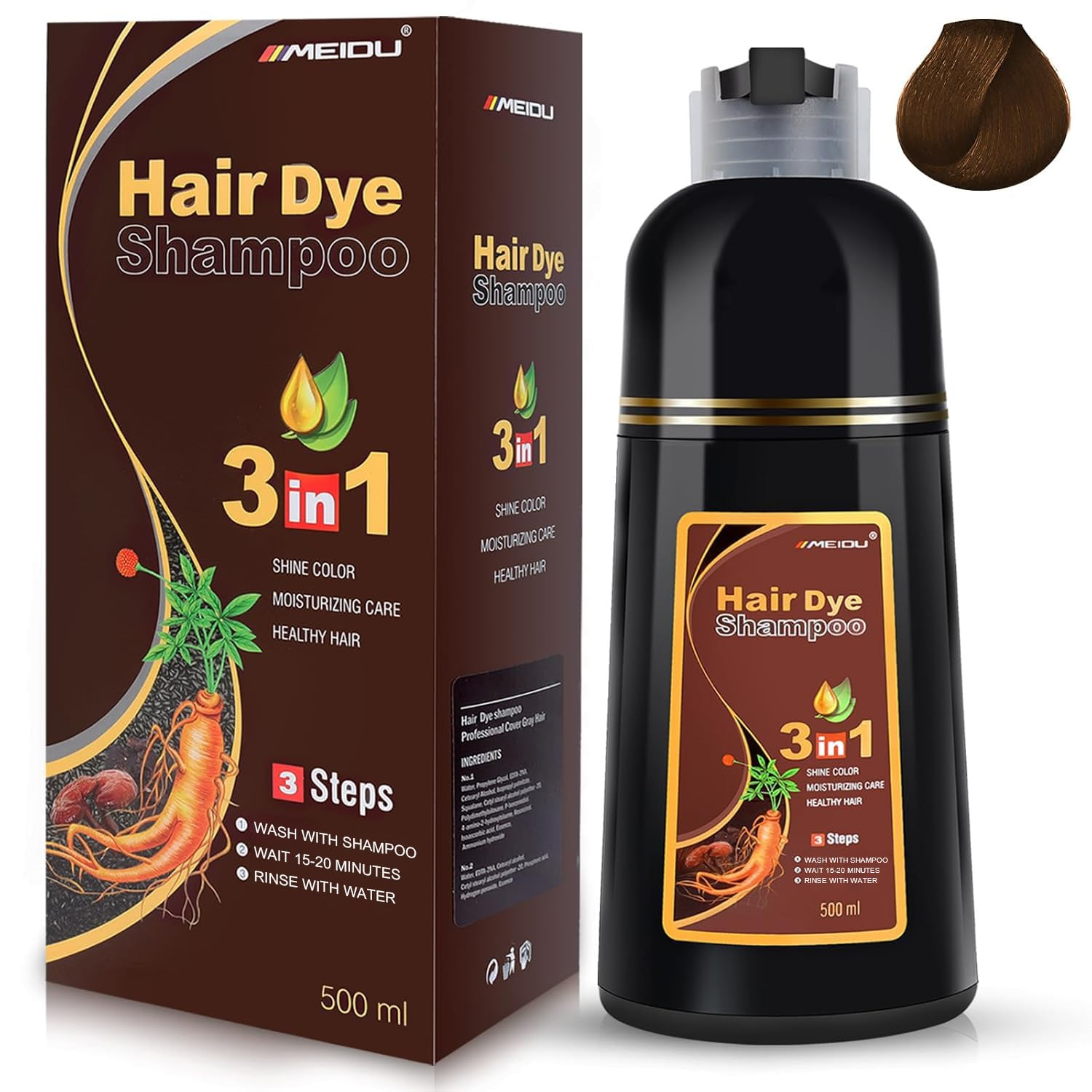 Shampoo Con Tinte Para Cabello Vino Tinto Oscuro