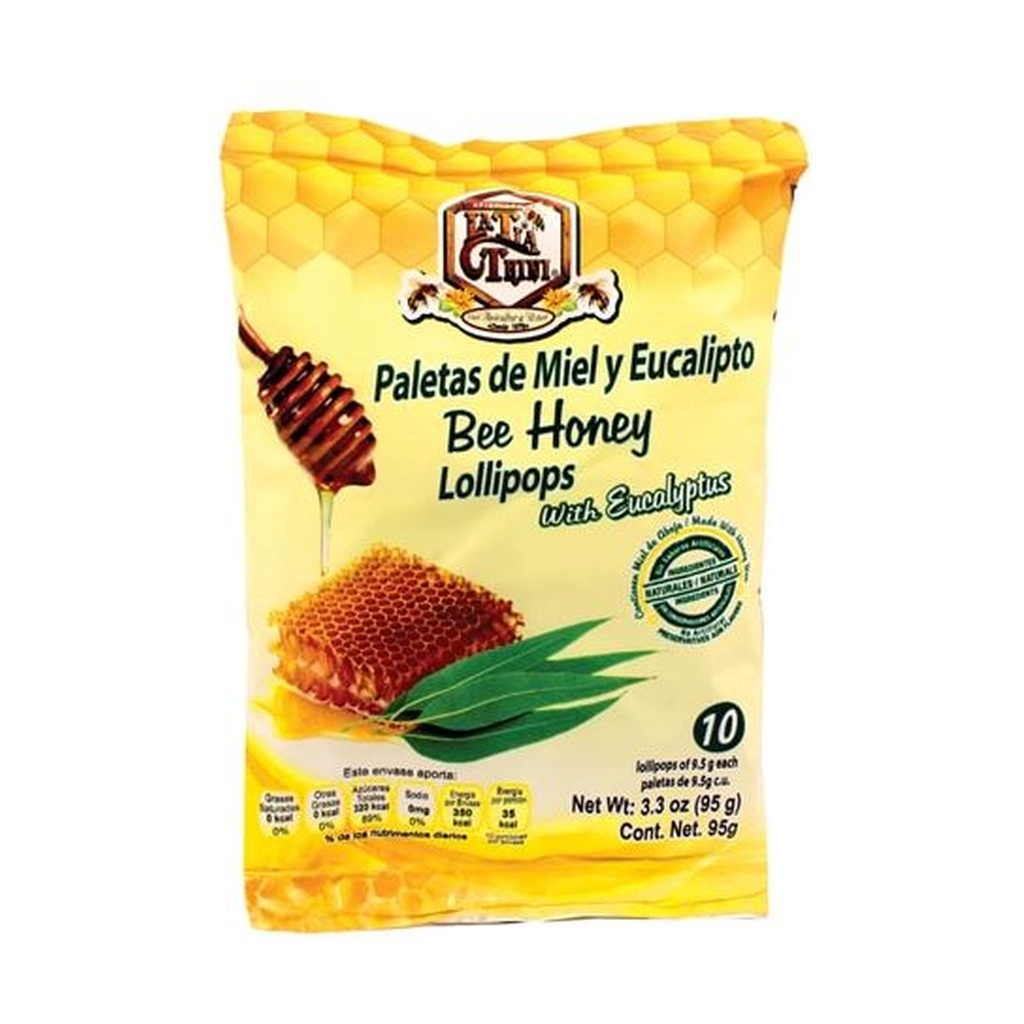 paleta de miel + eucalipto en bolsa de 10 pz